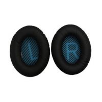 Náhradné kožené náušníky pre slúchadlá Bose QuietComfort 2, 15, 25 a 35 - Čierne s modrým vnútrom