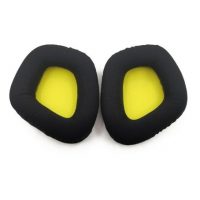 Náhradné náušníky pre slúchadlá Corsair Void RGB Elite - Čierne s žltým vnútrom, látkové