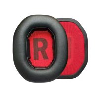 Náhradné náušníky pre slúchadlá Logitech G-Pro X2 - čierne s červeným vnútrom, kožené