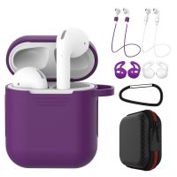 Silikónové púzdro pre Airpods, sada 5 kusov - Fialová a biela