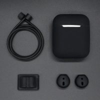 Silikónové púzdro pre Airpods, 4 kusy - Čierna