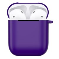 Matný plastový obal s karabínou pre Airpods - Fialová