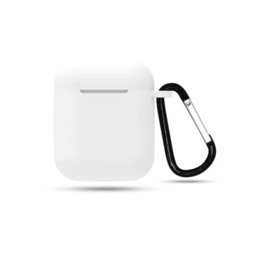 Foto - Silikónové puzdro pre Airpods 1 a 2 s karabínou - Biela