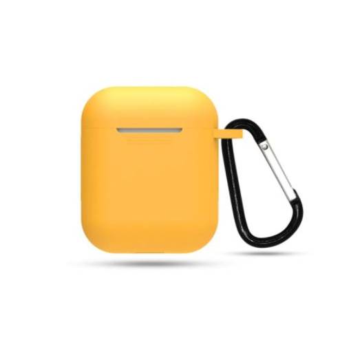 Foto - Silikónové puzdro pre Airpods 1 a 2 s karabínou - Žltá