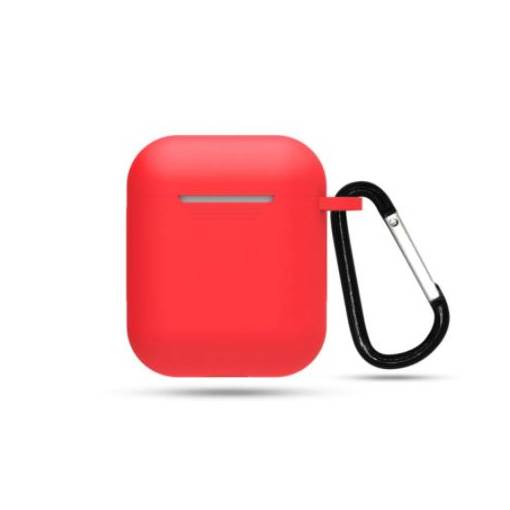 Foto - Silikónové puzdro pre Airpods 1 a 2 s karabínou - Červená
