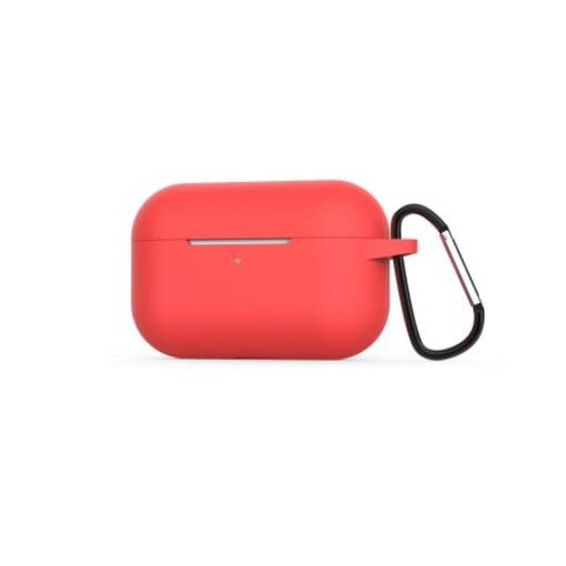 Foto - Silikónové púzdro pre Airpods Pro s karabínou - Červená