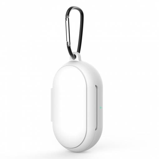Foto - Silikónové púzdro pre Samsung Galaxy Buds a Buds Plus s karabínou - Biela