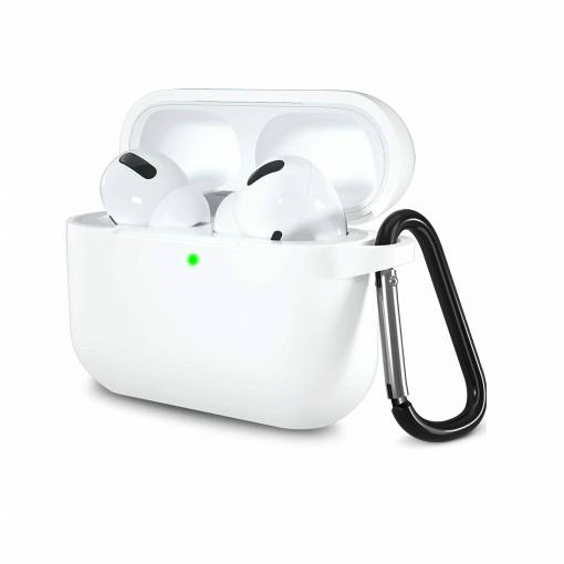 Foto - Silikónové púzdro pre Airpods 3 s karabínou - Biela