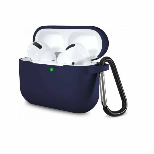 Foto - Silikónové púzdro pre Airpods 3 s karabínou - Tmavo modrá