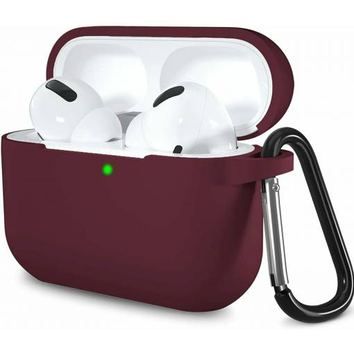 Foto - Silikónové púzdro pre Airpods 3 s karabínou - Vínová