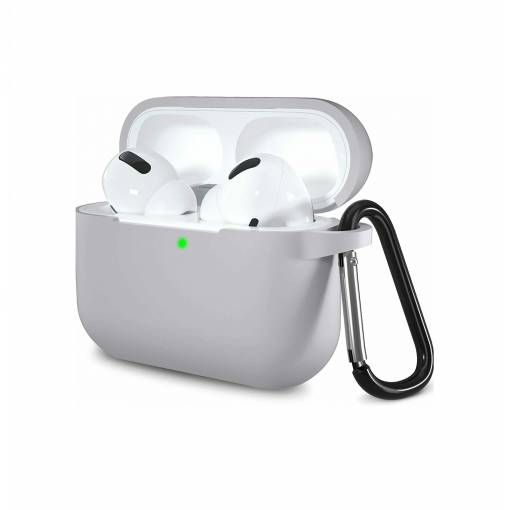 Foto - Silikónové púzdro pre Airpods 3 s karabínou - Sivá