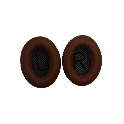 Foto - Náhradné kožené náušníky pre slúchadlá Bose QuietComfort 2, 15, 25 a 35 - Hnedé s čiernym vnútrom