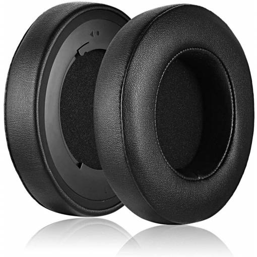 Foto - Náhradné náušníky pre slúchadlá Razer Kraken Pro V2 - Lesklé čierne, kožené
