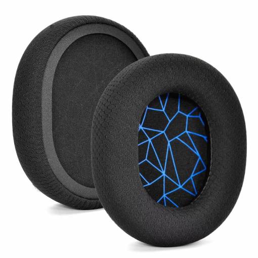 Foto - Náhradné náušníky pre slúchadlá SteelSeries Arctis - Čierne s modrým vzorom, látkové