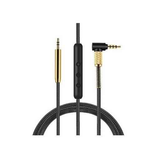 Foto - Náhradný Audio kábel pre slúchadlá TaoTronics SoundSurge 21, 22, 46, 60, 85, 90 - Čierno zlatý s mikrofónom