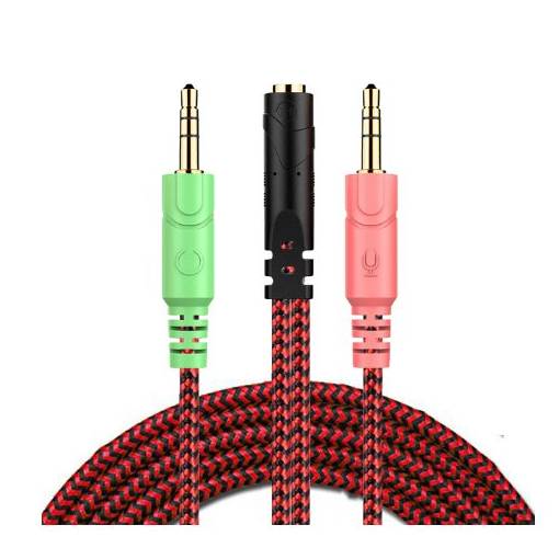 Foto - Prípojka na Audio kábel pre slúchadlá Sennheiser, Kingston HyperX, Bose, Logitech, JBL - Červená, 20 cm