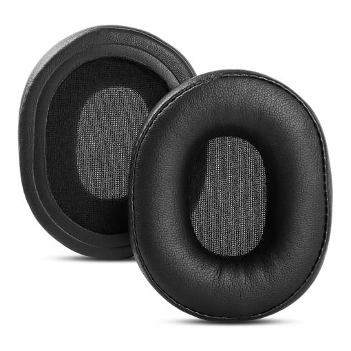 Foto - Náhradné náušníky pre slúchadlá Audio Technica ATH-SR5, SR5BT, MSR5 - Čierne, kožené