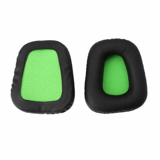 Foto - Náhradné náušníky pre slúchadlá Razer Chimaera Electra V2 7.1 - Čierne so zeleným vnútrom, kožené