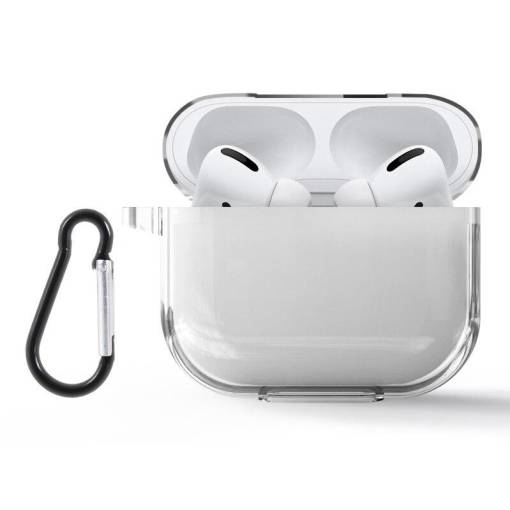 Foto - Silikónové púzdro pre Airpods Pro 2 s karabínou - Transparentný