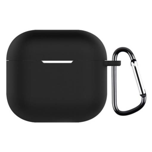 Foto - Silikónové púzdro pre Airpods 4 s karabínou - Čierna