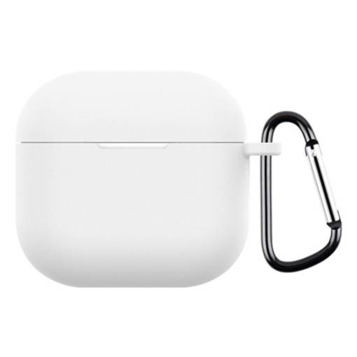 Foto - Silikónové púzdro pre Airpods 4 s karabínou - Biela