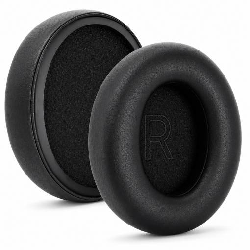 Foto - Náhradné náušníky pre slúchadlá Razer Kraken V4, V4X, V4 Pro - Lesklé čierne, kožené
