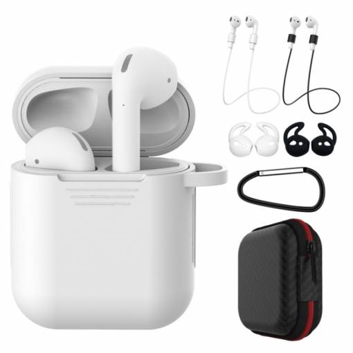 Foto - Silikónové púzdro pre Airpods, sada 5 kusov - Biela a čierna