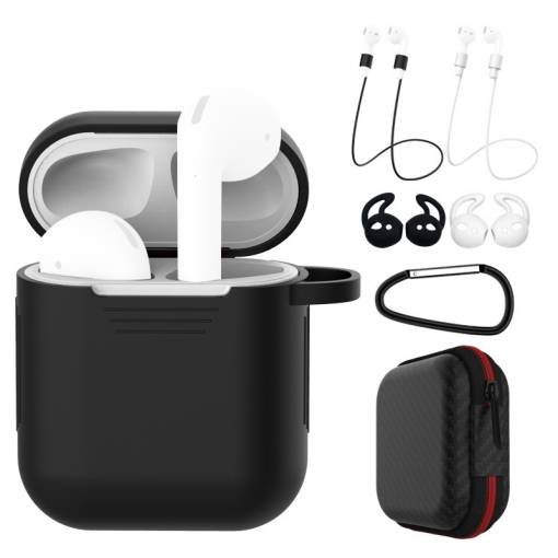 Foto - Silikónové púzdro pre Airpods, sada 5 kusov - Čierna a biela
