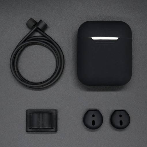 Foto - Silikónové púzdro pre Airpods, 4 kusy - Čierna