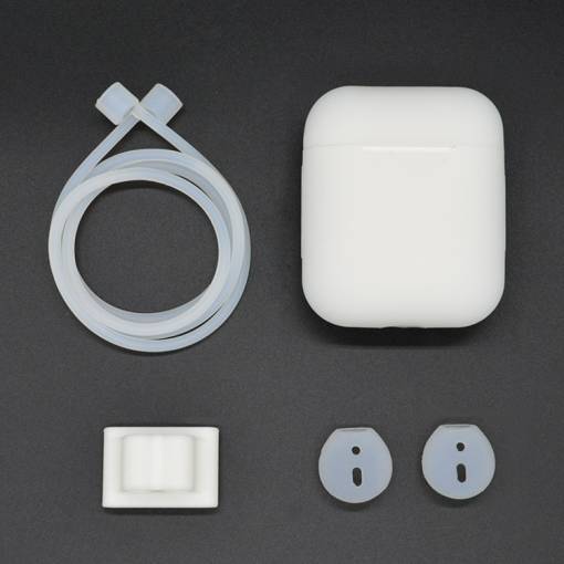 Foto - Silikónové púzdro pre Airpods, 4 kusy - Matná biela