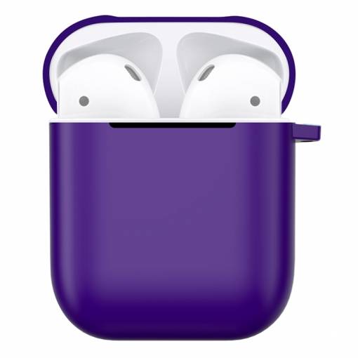 Foto - Matný plastový obal s karabínou pre Airpods - Fialová