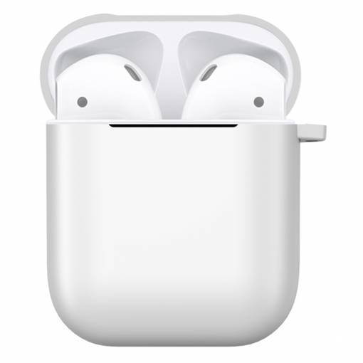 Foto - Matný plastový obal s karabínou pre Airpods - Biela