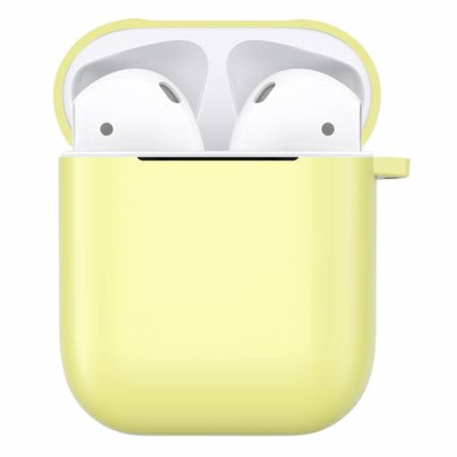 Foto - Matný plastový obal s karabínou pre Airpods - Žltá