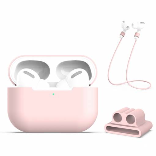 Foto - Silikónový obal pre Airpods Pro, súprava 3 kusov - Ružová